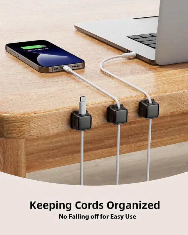 Alt view image 2 of 7 - 8 Pack Cord Organizer Holder Strong Adhesive Desk Cable Management Magnetic Easy Open Organize Phone Charging Cords Wire Holder Organizer Neatly for Home Office Car Desk Nightstand