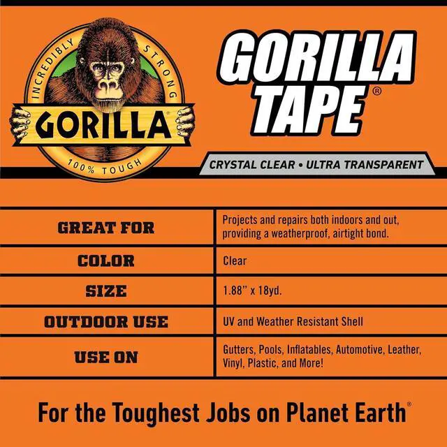 Alt view image 5 of 7 - Crystal Clear Tape 1.88 x 18 yd (Pack of 1) - Weather Resistant for Indoor or Outdoor Projects and Repairs