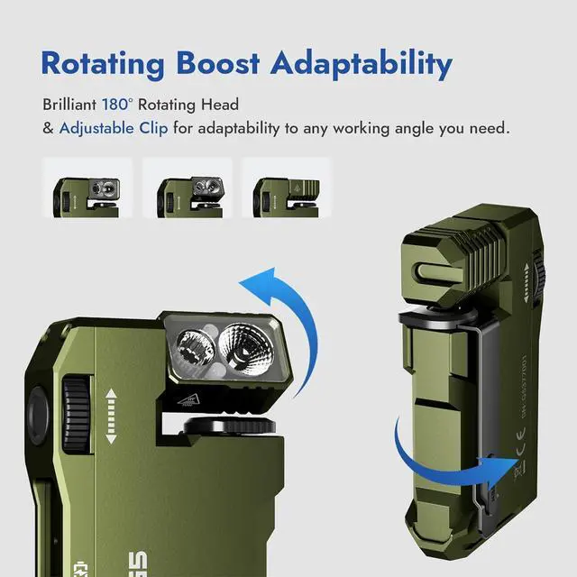 Alt view image 6 of 7 - G5 Rechargeable EDC Flashlight Powerful RGB Flashights 400 Lumens Portable Flat Mini Flashlights IP68 Waterproof Multi-Mode Magnetic Small Keychain Flashlight for Camping Emergency (Green)