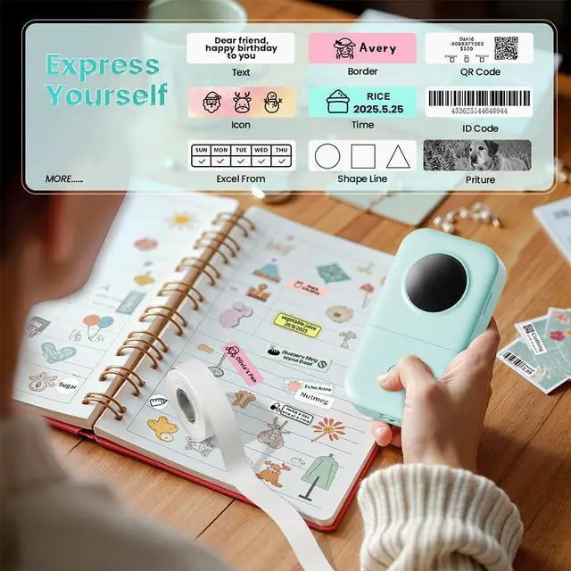 Alt view image 4 of 7 - D30 Label Maker Machine Portable Bluetooth Mini Label Printer Smartphone Handheld Thermal Sticker Small Labeler Multiple Templates Font Icon Inkless Custom Label for Home Kids School Items