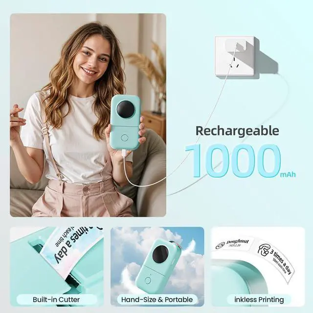 Alt view image 6 of 7 - D30 Label Maker Machine Portable Bluetooth Mini Label Printer Smartphone Handheld Thermal Sticker Small Labeler Multiple Templates Font Icon Inkless Custom Label for Home Kids School Items