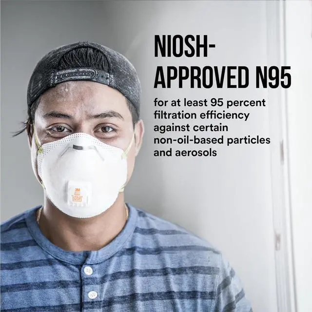 Alt view image 7 of 7 - N95 Respirator 8511 Cool Flow Valve 10 Pack NIOSH-APPROVED Advanced Filter Media For Easy Breathing Comfortable For Long Periods Of Wear Helps Filter Pollen Mold Spores & Dust (8511PB1-A-PS)