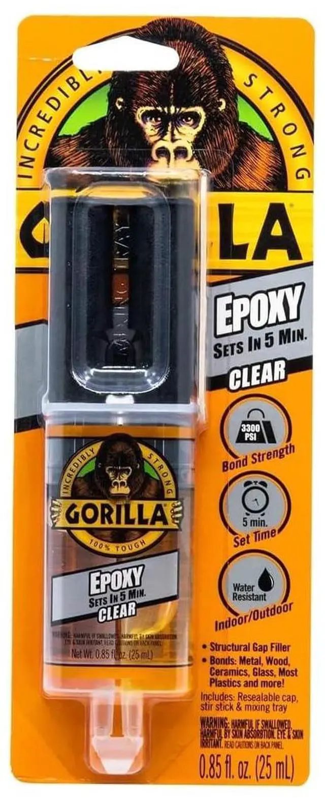 Main image of 2 Part Epoxy Clear Epoxy 0.85 Ounce Syringe (Pack of 1) - 5 Minute Set Incredibly Strong Bonding