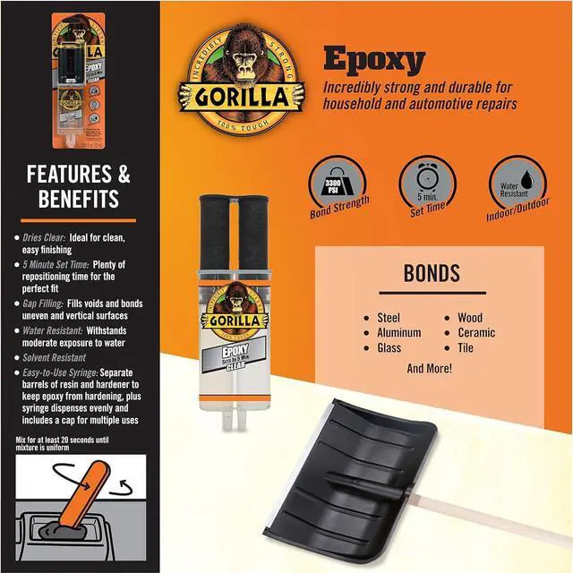 Alt view image 3 of 7 - 2 Part Epoxy Clear Epoxy 0.85 Ounce Syringe (Pack of 1) - 5 Minute Set Incredibly Strong Bonding