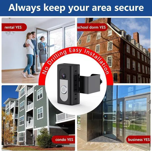 Alt view image 6 of 7 - Anti-Theft Video Doorbell Mount Compatible with Ring/Blink Wireless Video Doorbell Adjustable Mounting Bracket Accessories for Houses Apartments Businesses Not for Security Door