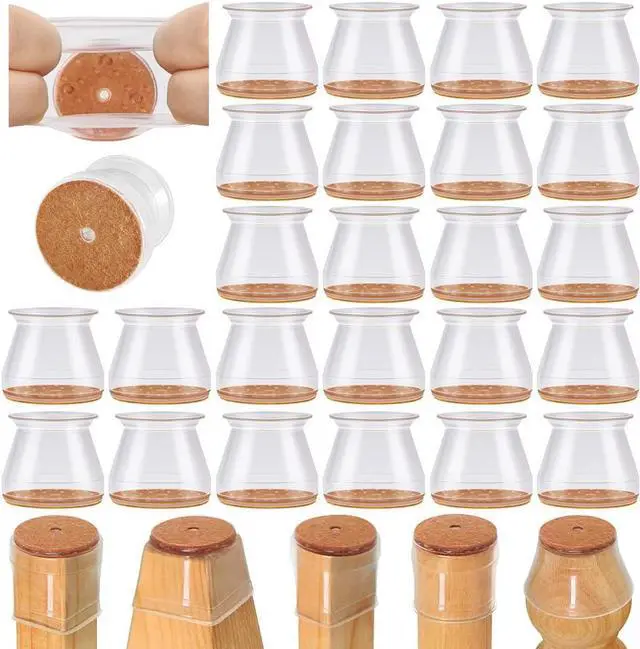 Main image of 24 Pcs Chair Leg Floor Protectors for Hardwood Floors Silicone Covers to Protect Wood Tile Floors Felt Pads Furniture Leg Caps Non Slip Reduce Noise (Fit:1.3-2)