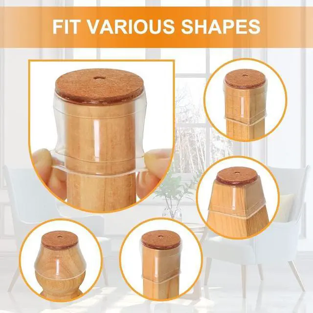 Alt view image 2 of 6 - 24 Pcs Chair Leg Floor Protectors for Hardwood Floors Silicone Covers to Protect Wood Tile Floors Felt Pads Furniture Leg Caps Non Slip Reduce Noise (Fit:1.3-2)