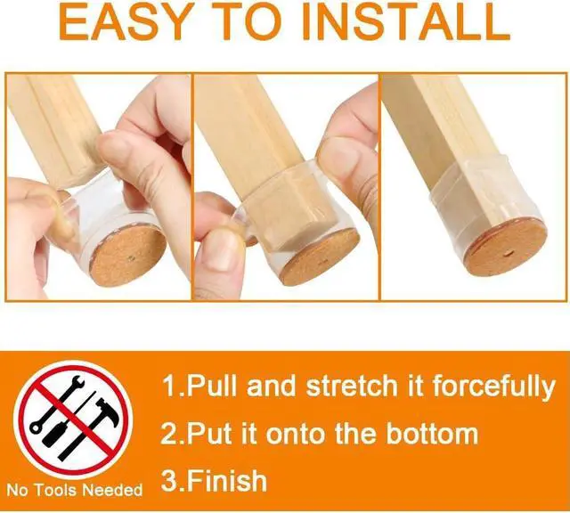 Alt view image 6 of 6 - 24 Pcs Chair Leg Floor Protectors for Hardwood Floors Silicone Covers to Protect Wood Tile Floors Felt Pads Furniture Leg Caps Non Slip Reduce Noise (Fit:1.3-2)