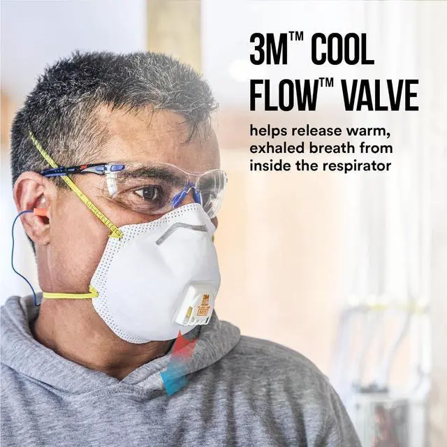 Alt view image 2 of 7 - N95 Respirator 8511 Cool Flow Valve 10 Pack NIOSH-APPROVED Advanced Filter Media For Easy Breathing Comfortable For Long Periods Of Wear Helps Filter Pollen Mold Spores & Dust (8511PB1-A-PS)
