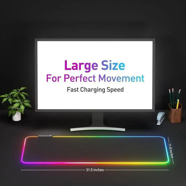 Alt view image 2 of 6 - RGB Mousepad Led Mouse Pad Large Mouse Pad Led and Big Mouse mat