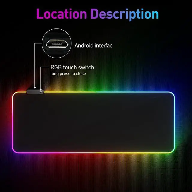 Alt view image 3 of 6 - RGB Mousepad Led Mouse Pad Large Mouse Pad Led and Big Mouse mat