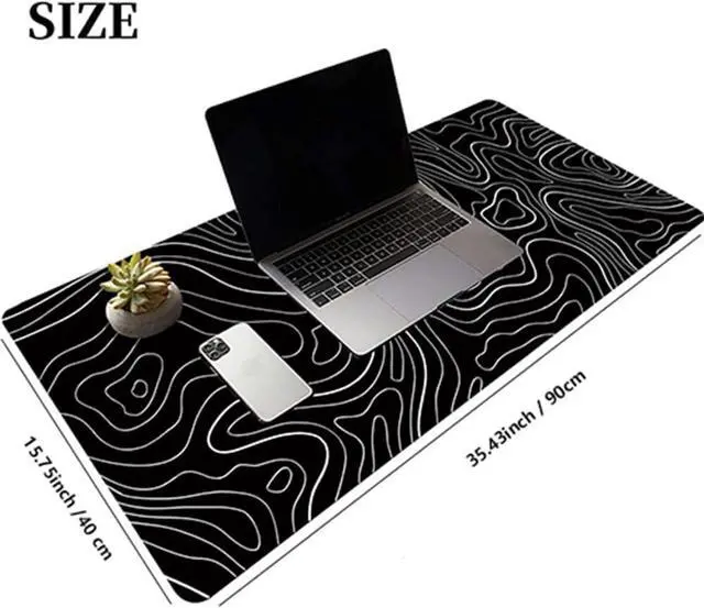 Alt view image 7 of 7 - Large Gaming Mouse Pad Extended XXL Mouse Mat Long Desk Pad with Stitched Edges for Keyboard Home Office Gaming Work Big Desk Pad (35.4x15.7x0.12IN 90x40) Black Topographic