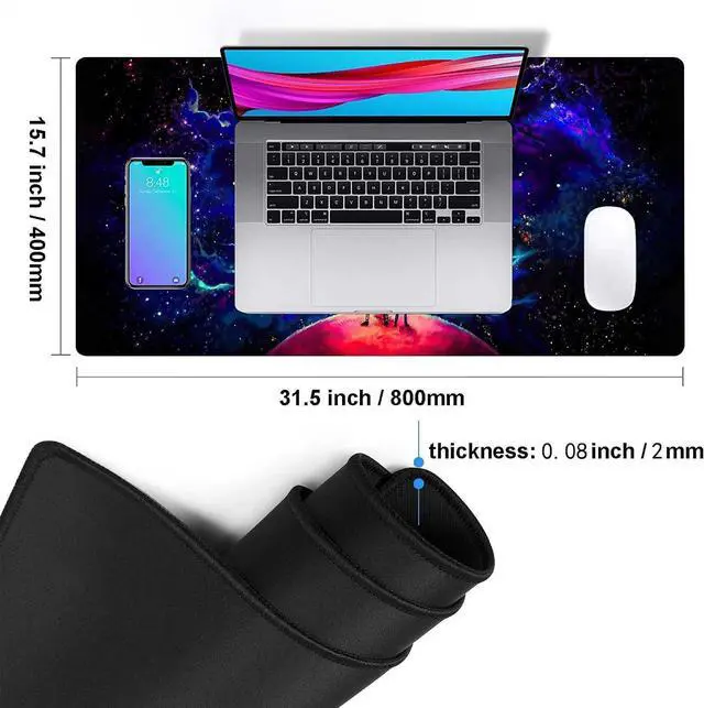 Alt view image 5 of 7 - Large Gaming Mouse Pad Anime Night Sky Space Stars Custom Desk Pad Mousepad with Non-Slip Rubber Base and Stitched Edges Mouse Mat Portable Desk Mat for Office Computer Work Game 31.5X15.7