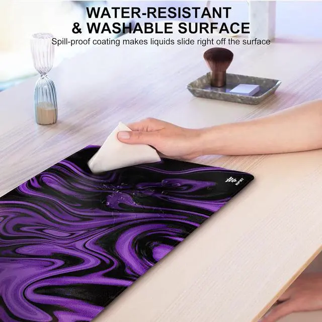 Alt view image 3 of 7 - N110 Extended Big Mouse Pad Large XXL Gaming Mouse Pad Desk Pad 35x17 inch Long Computer Keyboard Mouse Mat Mousepad with 3mm Non-Slip Base and Stitched Edge for Home Office Work Dark Purple