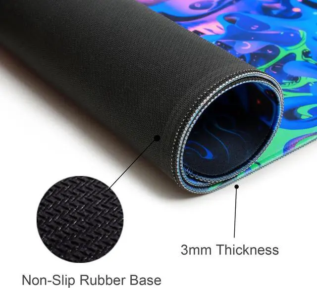 Alt view image 6 of 7 - Horror Skull Mouse Pad Large Waterproof Blacklight Colorful Skeleton Neon Gaming Non-Slip Rubber Base Mousemat Glow in The Dark Abstract Desk Mat for Office Home - 31.5 x 11.8 inches