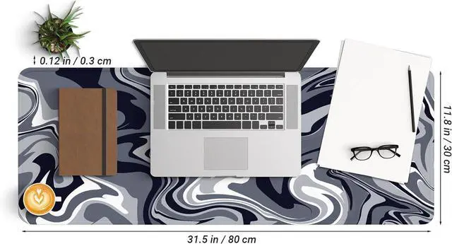 Alt view image 3 of 7 - Large Extended Computer Mouse Pad with Non-Slip Rubber Base Long Gaming Mouse Mat with Stitched Edges XL Anime Mousepad for Laptop 31.5 x 11.8 inch (Black Grey Fluid)