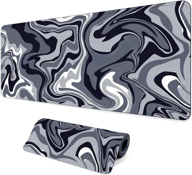 Main image of Large Extended Computer Mouse Pad with Non-Slip Rubber Base Long Gaming Mouse Mat with Stitched Edges XL Anime Mousepad for Laptop 31.5 x 11.8 inch (Black Grey Fluid)