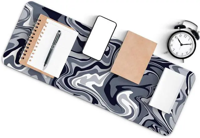 Alt view image 4 of 7 - Large Extended Computer Mouse Pad with Non-Slip Rubber Base Long Gaming Mouse Mat with Stitched Edges XL Anime Mousepad for Laptop 31.5 x 11.8 inch (Black Grey Fluid)