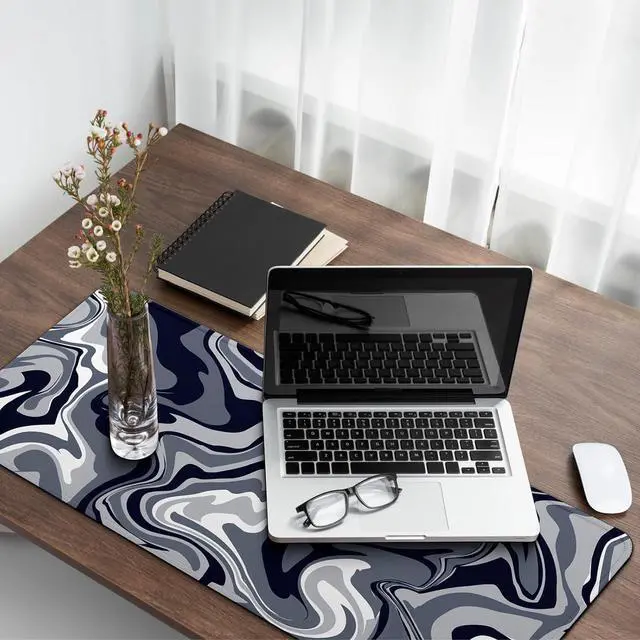 Alt view image 7 of 7 - Large Extended Computer Mouse Pad with Non-Slip Rubber Base Long Gaming Mouse Mat with Stitched Edges XL Anime Mousepad for Laptop 31.5 x 11.8 inch (Black Grey Fluid)