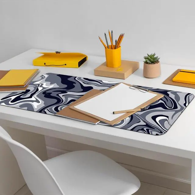 Alt view image 6 of 7 - Large Extended Computer Mouse Pad with Non-Slip Rubber Base Long Gaming Mouse Mat with Stitched Edges XL Anime Mousepad for Laptop 31.5 x 11.8 inch (Black Grey Fluid)