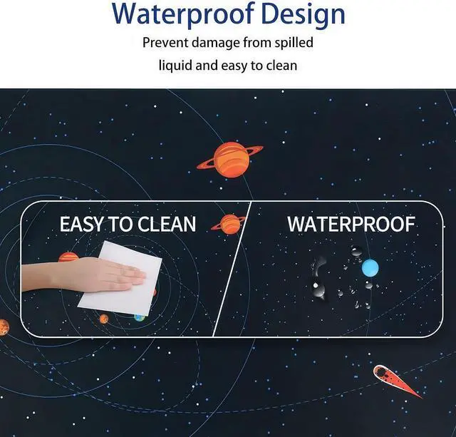 Alt view image 4 of 7 - Large Gaming Mouse Pad for Desk Cover,35.43 X 15.75 Inches Large Black Computer Desk Pad Mat for Keyboard and Mouse,3mm Thick Non-Slip Base Planet Space Mousepad for Desk Accessories