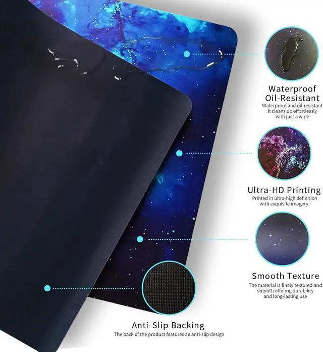 Alt view image 6 of 7 - Galaxy Large Desk Pad Gaming Mouse Pad 31.5 x 15.75 inch XXL Waterproof&Non-Slip Extended Desk Mat Keyboard and Mouse Pad Big Desk Pad Mat for Gaming Office Home