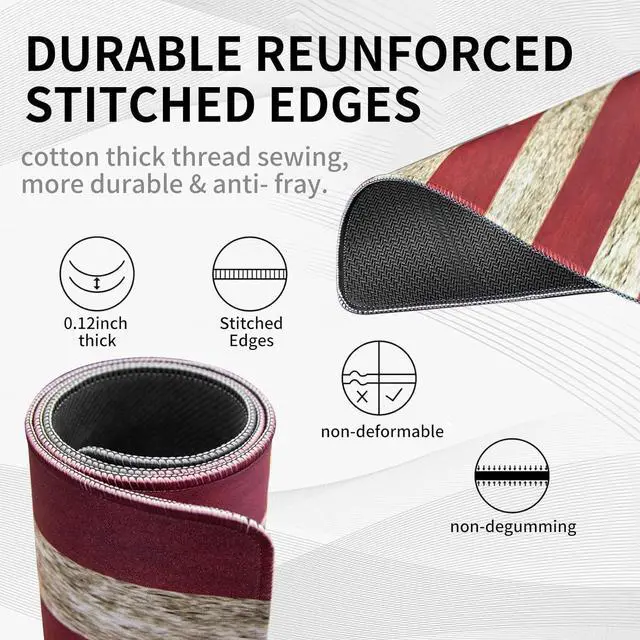 Alt view image 3 of 7 - Large Gaming Mouse Pad with Stitched Edges Non-Slip Base Water Resist Keyboard Pad Desk Mat for Gamer Office & Home 31.5 x 15.7 in (Flag)