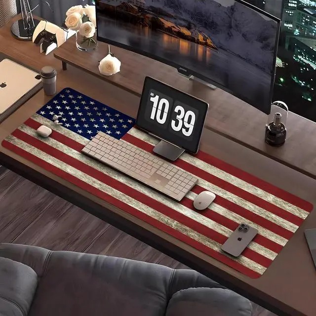 Alt view image 6 of 7 - Large Gaming Mouse Pad with Stitched Edges Non-Slip Base Water Resist Keyboard Pad Desk Mat for Gamer Office & Home 31.5 x 15.7 in (Flag)