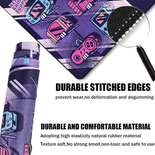 Alt view image 2 of 7 - Japanese Comic Large Gaming Mouse Pad with Stitched Edges, Durable Non-Slip Natural Rubber Base, (31.5X15.7 Inch) Waterproof Laptop Pad Mat for Esports Pros/Gamer/Desktop/Office/Home