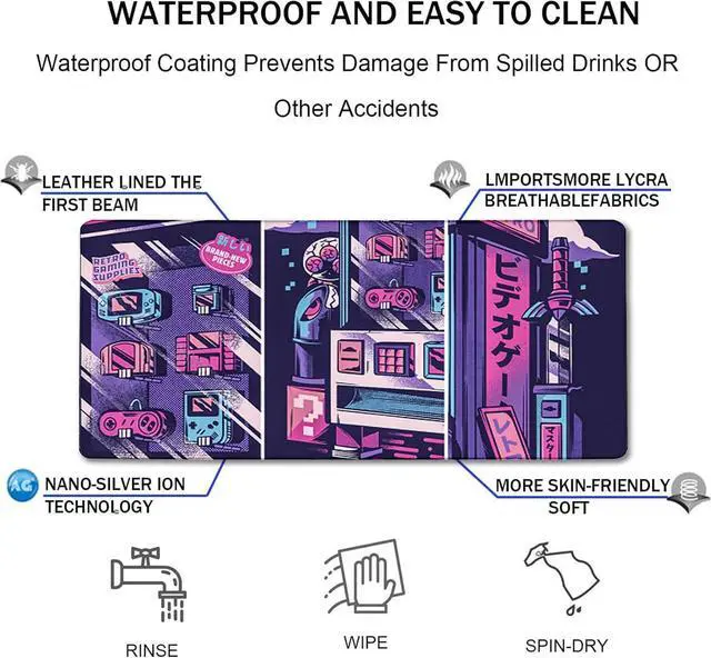 Alt view image 4 of 7 - Japanese Comic Large Gaming Mouse Pad with Stitched Edges, Durable Non-Slip Natural Rubber Base, (31.5X15.7 Inch) Waterproof Laptop Pad Mat for Esports Pros/Gamer/Desktop/Office/Home