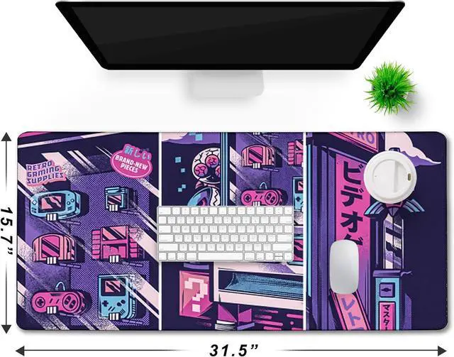 Alt view image 6 of 7 - Japanese Comic Large Gaming Mouse Pad with Stitched Edges, Durable Non-Slip Natural Rubber Base, (31.5X15.7 Inch) Waterproof Laptop Pad Mat for Esports Pros/Gamer/Desktop/Office/Home