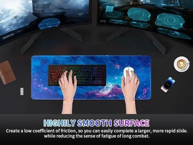 Alt view image 4 of 7 - Mouse Pad Large Desk Mat Extra Large Gaming Computer Mousepad with Stitched Edges Non-Slip Keyboard Mouse Pad for Desktop Cute Aesthetics Home Office Galaxy Starry Desk Accessories 23.6 * 11.8 inch