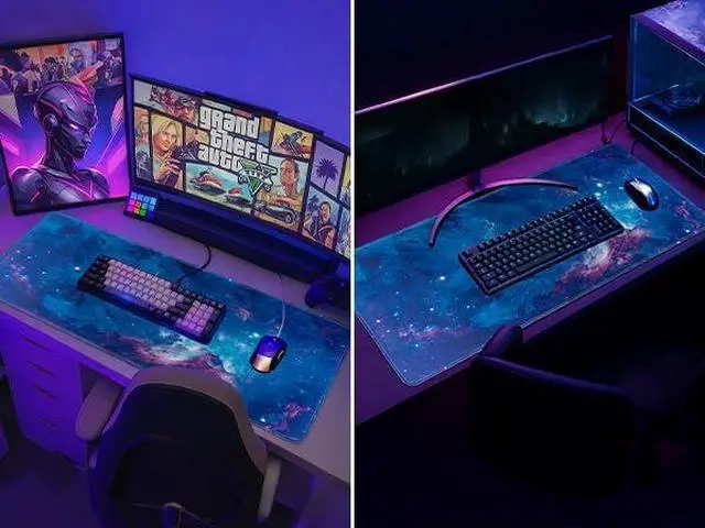 Alt view image 7 of 7 - Mouse Pad Large Desk Mat Extra Large Gaming Computer Mousepad with Stitched Edges Non-Slip Keyboard Mouse Pad for Desktop Cute Aesthetics Home Office Galaxy Starry Desk Accessories 23.6 * 11.8 inch