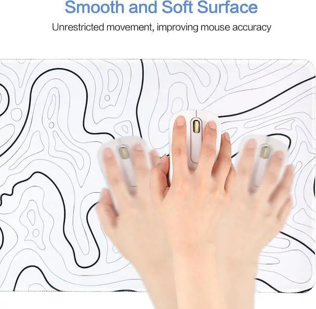 Alt view image 6 of 7 - Large Gaming Mouse Pad for Desk White Topographic Mouse Pad Desk Mat for Gaming Office Long XL Mouse Pads Keyboard Pad Desk Pad for Computer Laptop 31.5x11.8