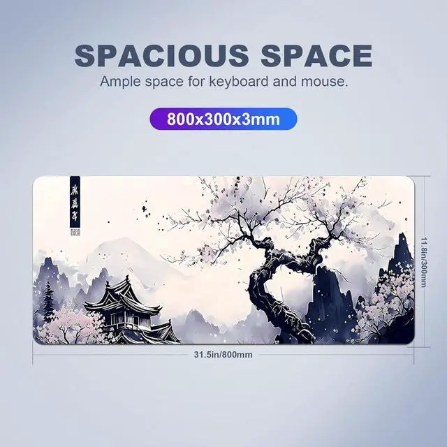 Alt view image 2 of 6 - Gaming Mouse Pad Desk Mat Large XL Keyboard and Mouse Accessories Computer Mats Desktop Anime White Big Extra Long Full Size Pad Mousepad Deskpad Non-Slip Cover Mats for Office