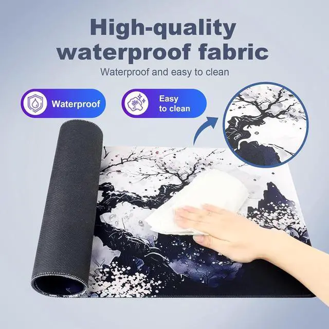 Alt view image 3 of 6 - Gaming Mouse Pad Desk Mat Large XL Keyboard and Mouse Accessories Computer Mats Desktop Anime White Big Extra Long Full Size Pad Mousepad Deskpad Non-Slip Cover Mats for Office