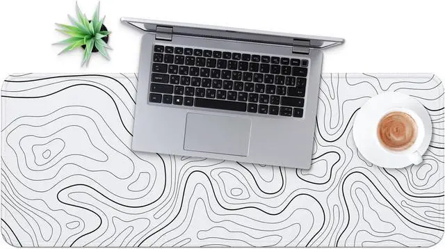 Alt view image 6 of 7 - Large Gaming Mouse Pad Full Keyboard Mat Long Laptop Mousepad Computer Mouse Mat for Home and Office Anti-Slip Rubber Base 31.5 x 11.8 Inches (Grey White Topographic Map)