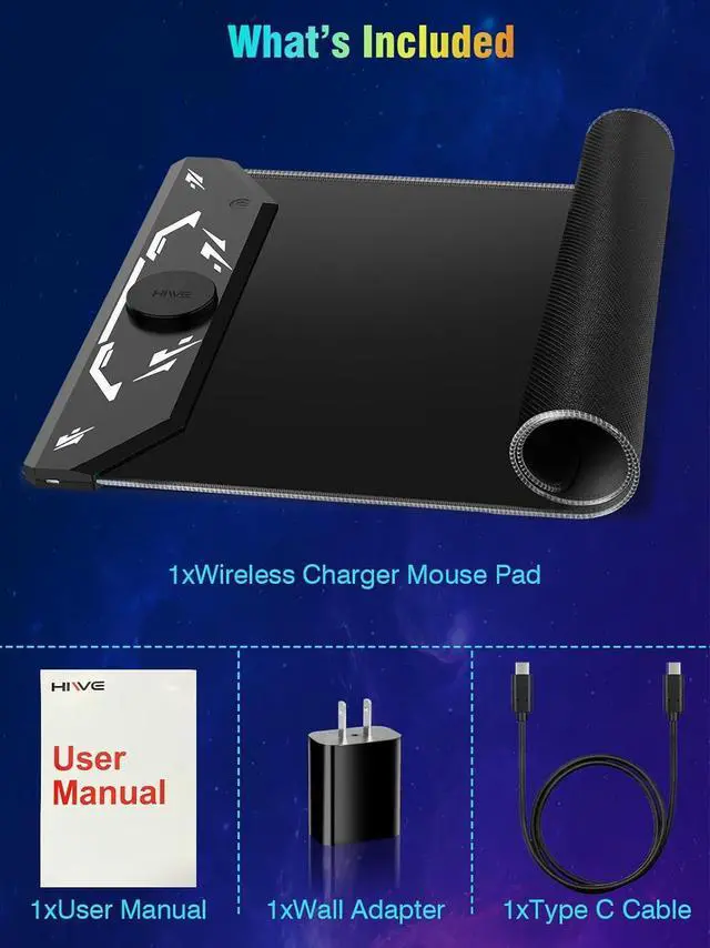 Alt view image 7 of 7 - Gaming Mouse Pad Magnetic Wireless Charging Mouse Pad Gaming 35x15.8 Large RGB Desk Mat for Laptop/Keyboard 24 Light Effects Non-Slip Base Waterproof Ultra-Smooth Surface with Adapter Black