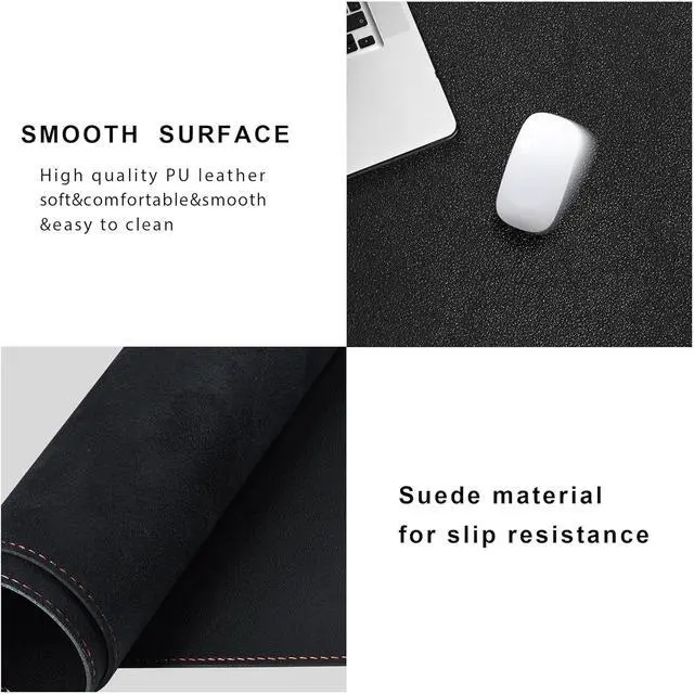 Alt view image 4 of 6 - L-Shaped Gaming Desk Mat Mouse pad Computer Corner Desk Pad 47 Home Office Writing Desk Pad Protector Large Waterproof PU Leather Corner Mousepad - Black (120+120) x40cm