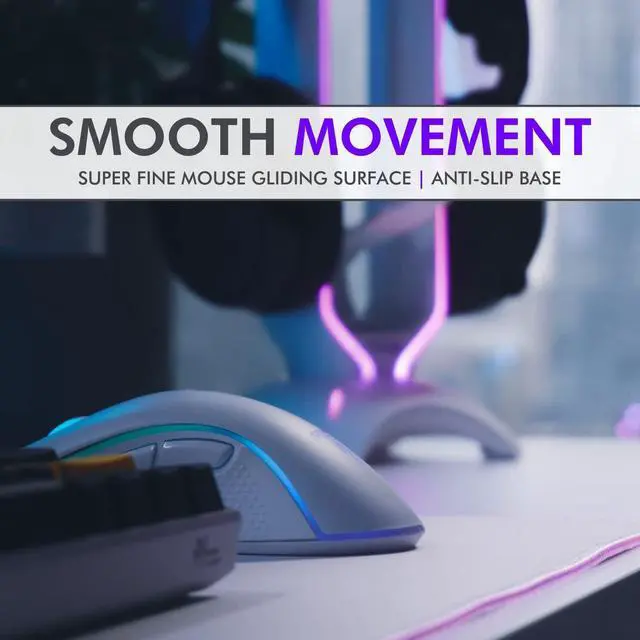 Alt view image 5 of 6 - Bone White Gaming Mouse Pad RGB - Create Your Dream Setup - Bright LED Mouse Pad XL with 8 Light Modes - Smooth Gliding Large RGB Gaming Mouse Pad White - Easy to Clean - Bone White