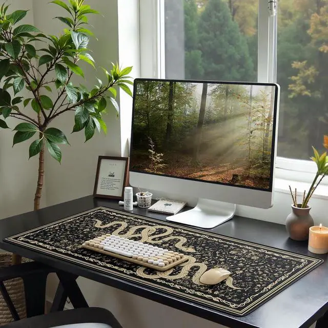 Alt view image 6 of 7 - Gaming Mouse Pad with Smooth Surface Non-Slip XXL Mouse Pad with Stitched Edges Waterproof Computer Mats for Desktop Office Laptop (2025 Black Snake)
