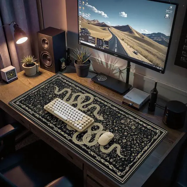 Alt view image 7 of 7 - Gaming Mouse Pad with Smooth Surface Non-Slip XXL Mouse Pad with Stitched Edges Waterproof Computer Mats for Desktop Office Laptop (2025 Black Snake)