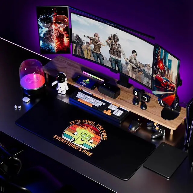 Alt view image 2 of 7 - Desk Mat,Large Mouse Pad 35''×15.6'' XXL Extended Gaming Mouse Pad Mat with Non-Slip Base Stitched Eges Mousepad for Computer,Office,Keyboard and Laptop - Black Fire