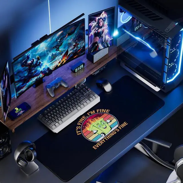 Alt view image 3 of 7 - Desk Mat,Large Mouse Pad 35''×15.6'' XXL Extended Gaming Mouse Pad Mat with Non-Slip Base Stitched Eges Mousepad for Computer,Office,Keyboard and Laptop - Black Fire