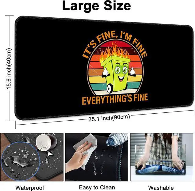 Alt view image 4 of 7 - Desk Mat,Large Mouse Pad 35''×15.6'' XXL Extended Gaming Mouse Pad Mat with Non-Slip Base Stitched Eges Mousepad for Computer,Office,Keyboard and Laptop - Black Fire