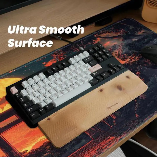 Alt view image 5 of 7 - Japanese Forest Full Moon Gaming Mouse Pad with Non-Slip Rubber Base Large Anime Mousepad with Stitched Edges Long Keyboard Mat for Home and Office 31.5 x 11.8 inches