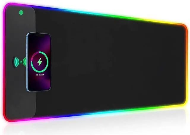 Main image of RGB Gaming Mouse Pad with Wireless Charging 15W LED Mouse Mat 31.5 * 11.8 in 10 Light Modes Extra Large Mousepad Non-Slip Rubber Base Computer Keyboard Mat for Gaming MacBook PC Laptop Desk