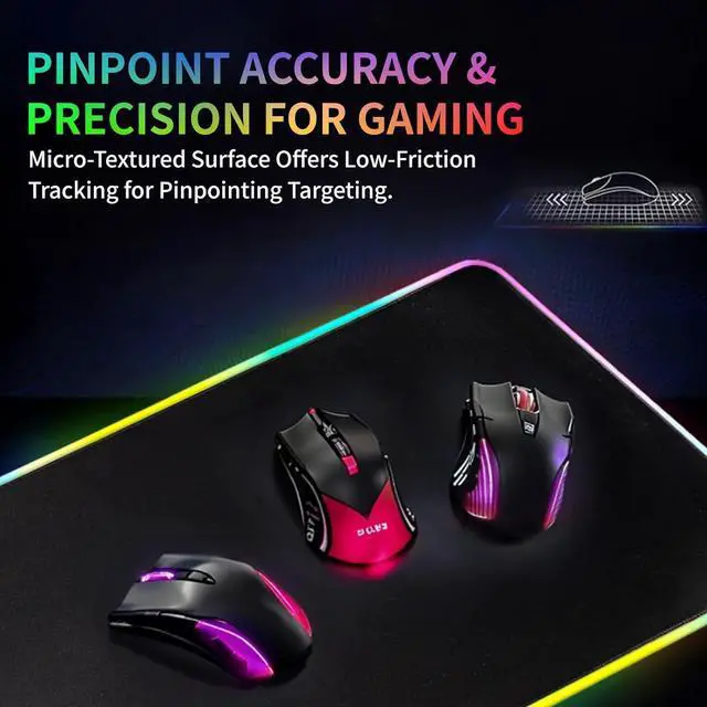 Alt view image 4 of 7 - RGB Gaming Mouse Pad with Wireless Charging 15W LED Mouse Mat 31.5 * 11.8 in 10 Light Modes Extra Large Mousepad Non-Slip Rubber Base Computer Keyboard Mat for Gaming MacBook PC Laptop Desk