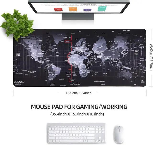 Alt view image 2 of 6 - Large Gaming Mouse Pad with Stitched Edges [35.4x15.7In] Extended Mouse Pad with Non-Slip Natural Rubber Base for Gamer/Desktop/Office/Home 90x40 MapJ