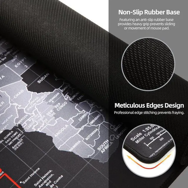 Alt view image 3 of 6 - Large Gaming Mouse Pad with Stitched Edges [35.4x15.7In] Extended Mouse Pad with Non-Slip Natural Rubber Base for Gamer/Desktop/Office/Home 90x40 MapJ